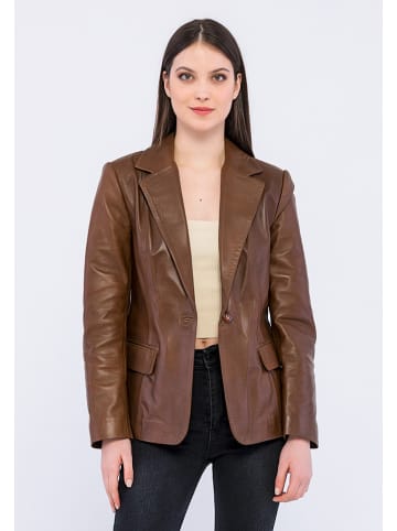 Basics & More Skórzana kurtka w kolorze brązowym