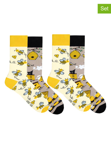 Spox Sox 2-delige set: sokken geel/beige
