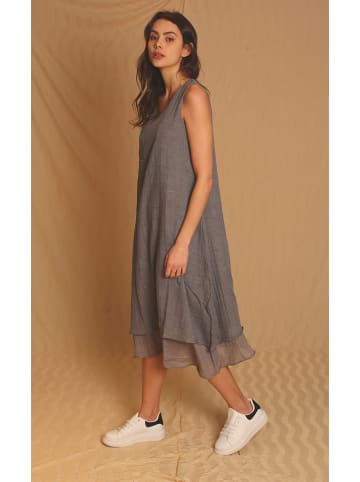 Le Jardin du Lin Leinen-Kleid in Blaugrau