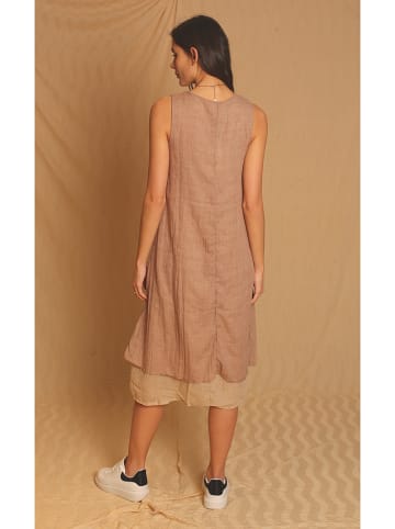 Le Jardin du Lin Leinen-Kleid in Hellbraun