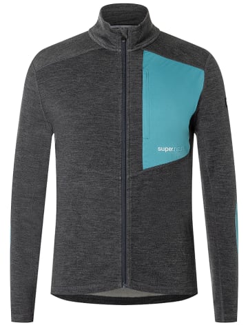 super.natural Fleece vest "Adventure" antraciet/turquoise