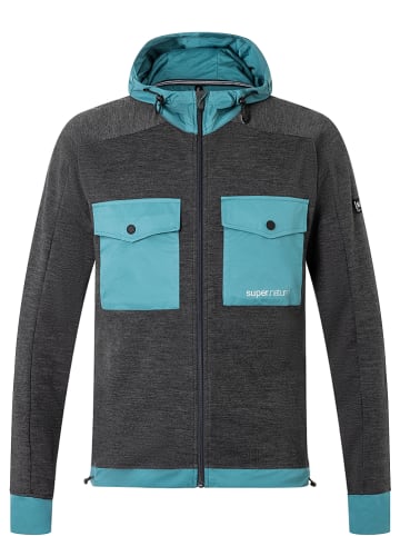 super.natural Fleece vest "Adventure" antraciet/turquoise
