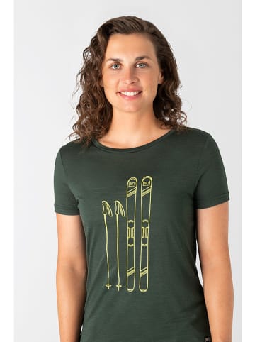 super.natural Shirt "Skiing" in Dunkelgrün