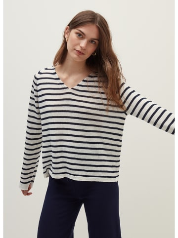 STEFANEL Pullover in Weiß/ Dunkelblau