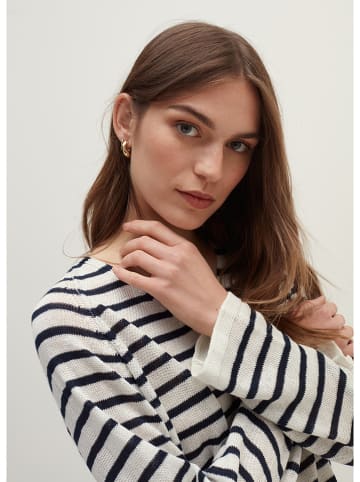 STEFANEL Pullover in Weiß/ Dunkelblau