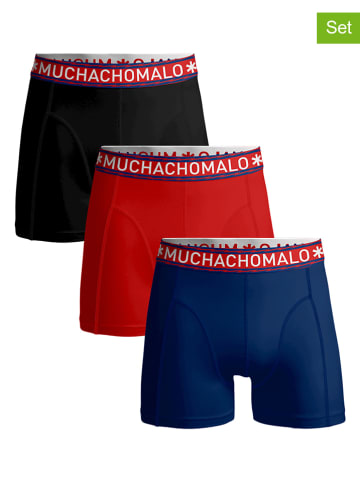 Muchachomalo Bokserki (3 pary) w kolorze czarnym, czerwonym i granatowym