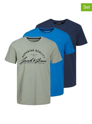Jack & Jones 3-delige set: shirts grijs/blauw/donkerblauw