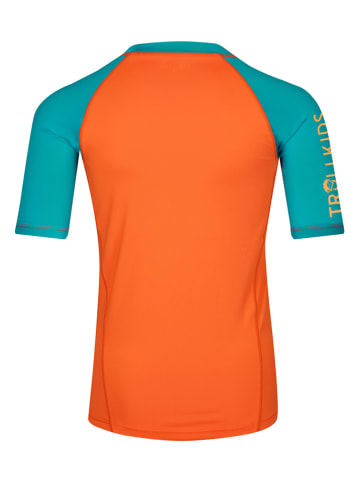 Trollkids Koszulka kąpielowa "Kvalvika" w kolorze pomarańczowo-niebieskim