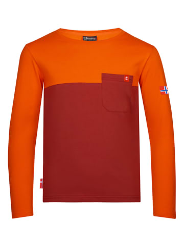 Trollkids Koszulka "Bergen" w kolorze pomarańczowo-bordowym