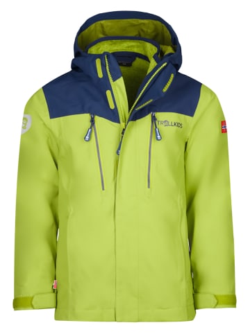 Trollkids Kurtka funkcyjna 3w1 "Preikestolen" w kolorze zielono-granatowym