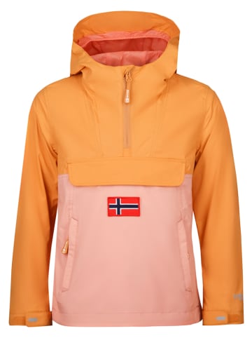 Trollkids Kurtka przeciwdeszczowa "Bergen" w kolorze jasnoróżowo-pomarańczowym