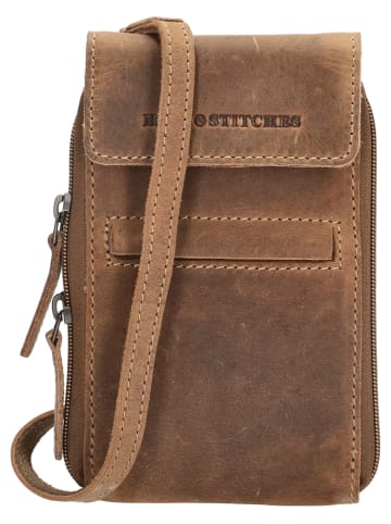 HIDE & STITCHES Brown leather phone bag - 10.5 x 17 x 1.5 cm