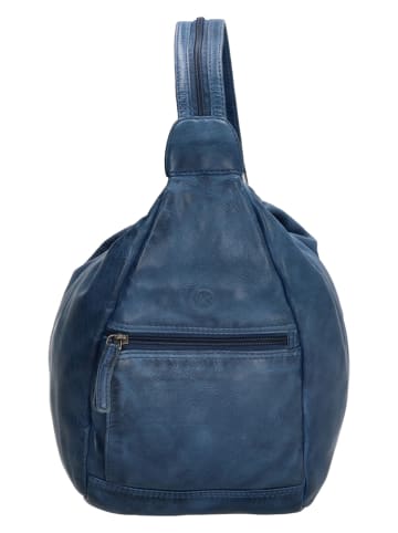 HIDE & STITCHES Leder-Rucksack in Blau - (B)32 x (H)34 x (T)15 cm