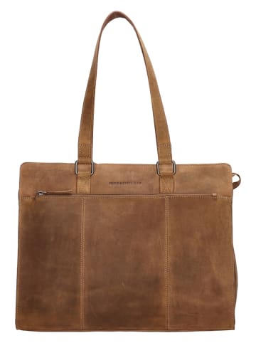 HIDE & STITCHES Light Brown Leather Laptop Bag - 40 x 32.5 x 13 cm