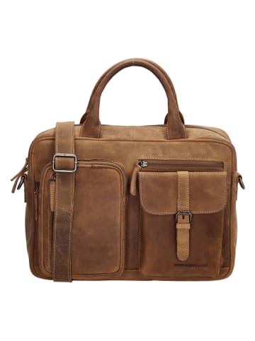 HIDE & STITCHES Brown Leather Laptop Bag - 34.5 x 24.5 x 9.5 cm