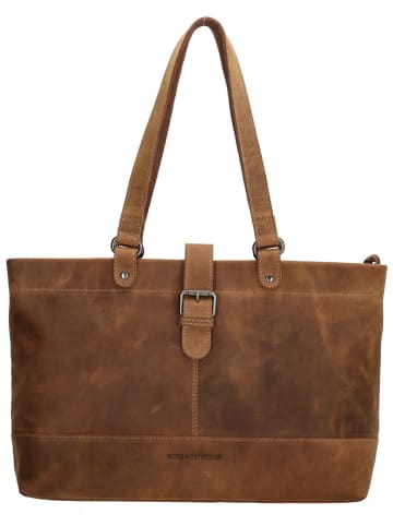 HIDE & STITCHES Brown leather shopper bag - 40 x 28 x 10 cm