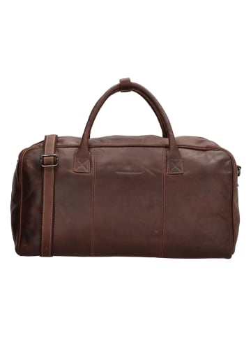HIDE & STITCHES Leder-Weekender in Braun - (B)54 x (H)32 x (T)21 cm