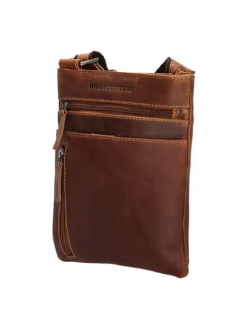 HIDE & STITCHES Leder-Umhängetasche in Hellbraun - (B)18 x (H)22 x (T)4 cm