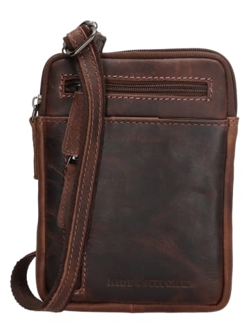 HIDE & STITCHES Leder-Umhängetasche in Braun - (B)13 x (H)18 x (T)4 cm