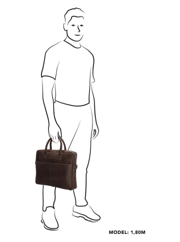 HIDE & STITCHES Leren laptoptas bruin - (B)39 x (H)31 x (D)7 cm