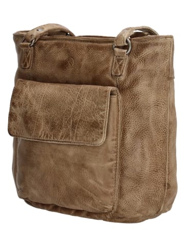 HIDE & STITCHES Leren rugzak taupe - (B)26,5 x (H)23 x (D)10 cm