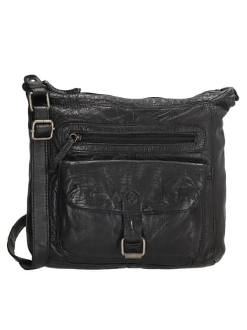HIDE & STITCHES Leder-Umhängetasche in Schwarz - (B)27 x (H)27 x (T)8 cm