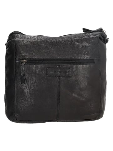 HIDE & STITCHES Leder-Umhängetasche in Schwarz - (B)27 x (H)27 x (T)8 cm