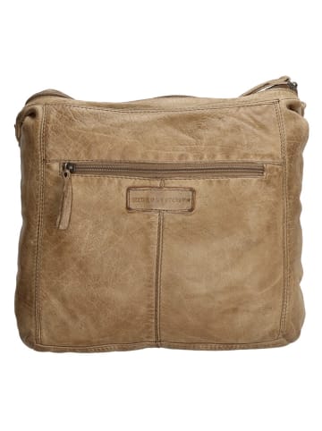 HIDE & STITCHES Leder-Umhängetasche in Beige - (B)27 x (H)27 x (T)8 cm
