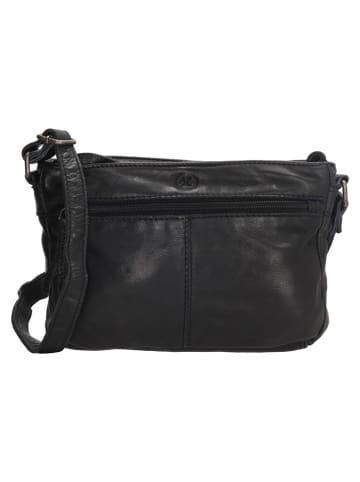 HIDE & STITCHES Leren schoudertas zwart - (B)23 x (H)16 x (D)4 cm