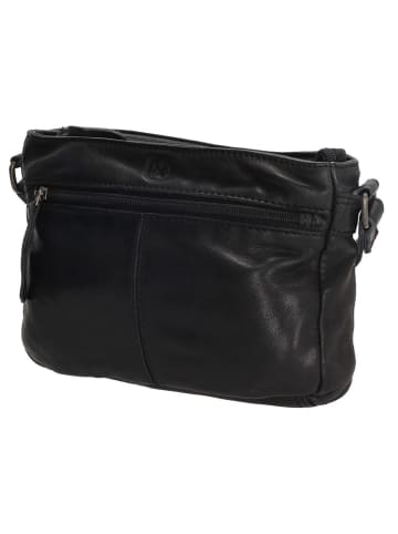 HIDE & STITCHES Leren schoudertas zwart - (B)23 x (H)16 x (D)4 cm