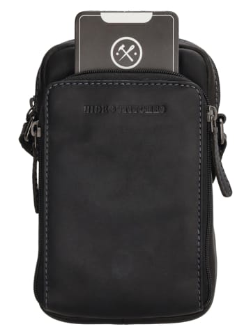 HIDE & STITCHES Skórzana torebka w kolorze czarnym na telefon - 20 x 12 x 4 cm