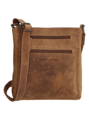 HIDE & STITCHES Leder-Umhängetasche in Hellbraun - (B)21 x (H)23 x (T)6 cm