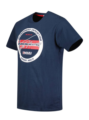 Geographical Norway Koszulka "Jaris" w kolorze granatowym