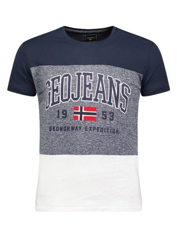 Geographical Norway Shirt in Dunkelblau/ Grau
