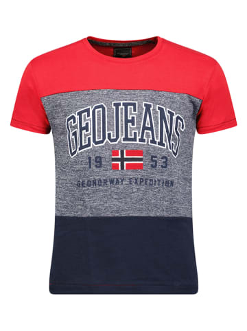 Geographical Norway Koszulka w kolorze czerwono-szarym