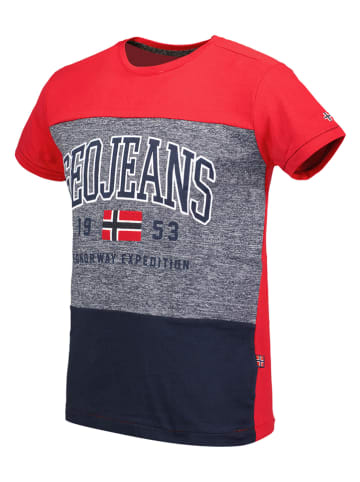 Geographical Norway Koszulka w kolorze czerwono-szarym