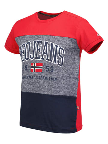 Geographical Norway Shirt in Rot/ Grau