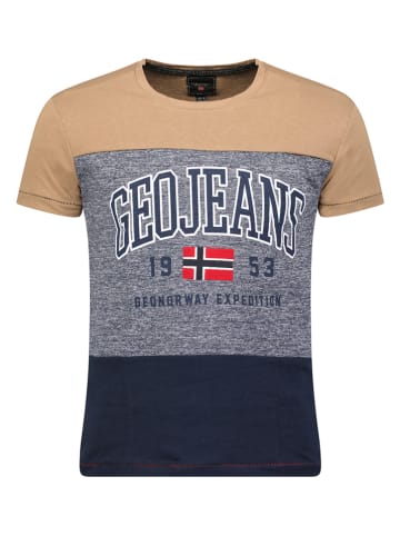 Geographical Norway Shirt in Beige/ Grau