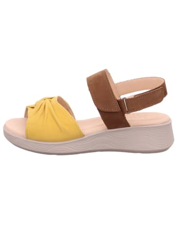 Legero Skórzane sandały "Swing" w kolorze złoto-brązowym na koturnie