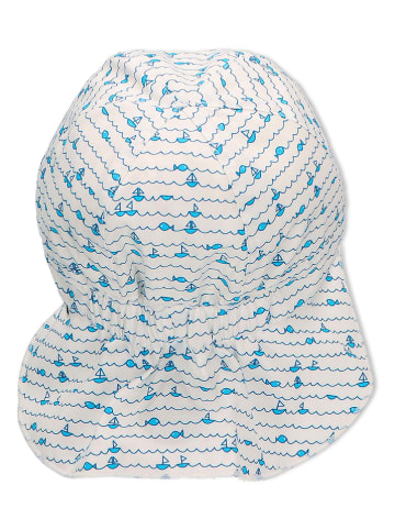 Sterntaler Pet met klep met nekbescherming wit