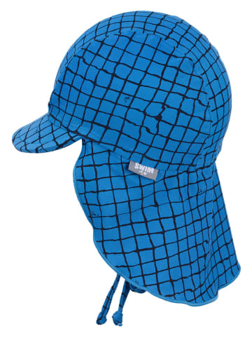 Sterntaler Muts met klep met nekbescherming blauw