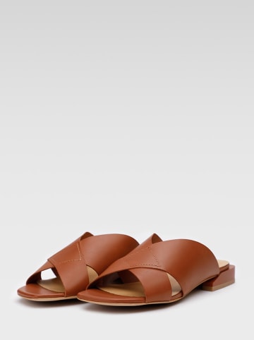 Gino Rossi Leren slippers camel