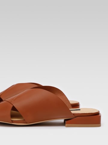 Gino Rossi Leren slippers camel