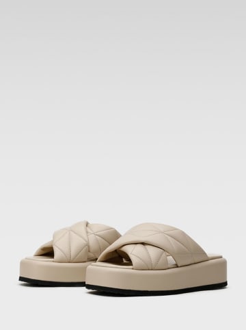 Badura Leren slippers beige
