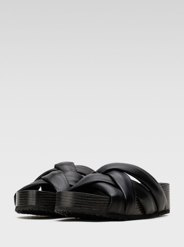 Gino Rossi Leren slippers zwart