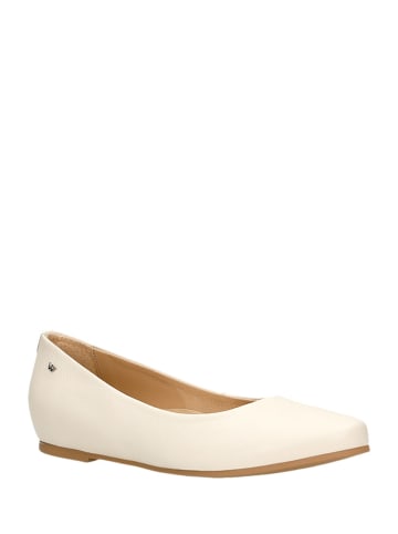 Wojas Leder-Ballerinas in Creme