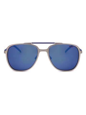 HUGO Herenzonnebril zilverkleurig/blauw