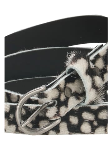 HIDE & STITCHES Leder-Gürtel in Creme/ Schwarz