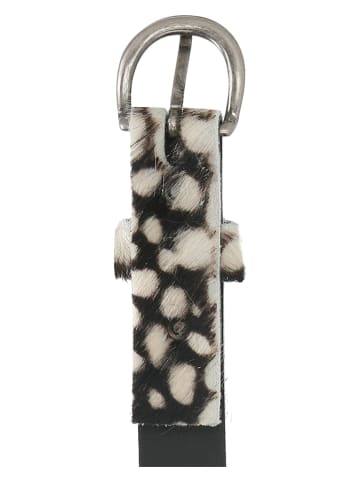 HIDE & STITCHES Leder-Gürtel in Creme/ Schwarz