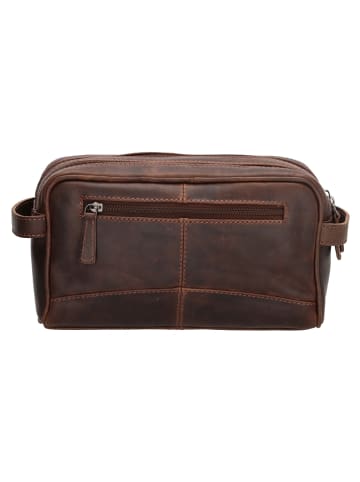 HIDE & STITCHES Leren cosmeticatas bruin - (B)25 x (H)15 x (D)8,5 cm